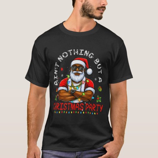 African American Santa Claus Christmas Pajama Menw T-Shirt (Vorderseite)