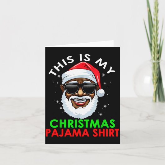 African American Santa Claus Christmas Pajama Shir Karte (Vorderseite)