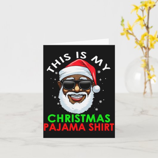 African American Santa Claus Christmas Pajama Shir Karte (Gelbe Blume)