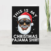 African American Santa Claus Christmas Pajama Shir Karte (Vorderseite)