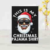 African American Santa Claus Christmas Pajama Shir Karte (Gelbe Blume)