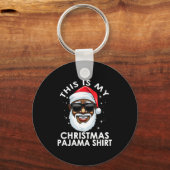 African American Santa Claus Christmas Pajama Shir Schlüsselanhänger (Vorderseite)