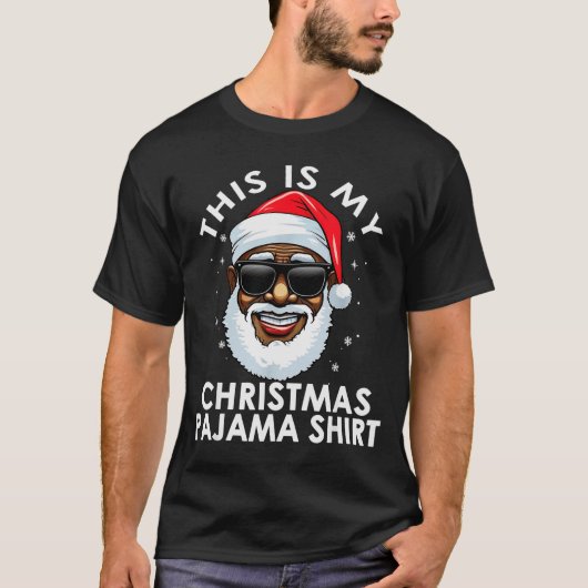 African American Santa Claus Christmas Pajama Shir T-Shirt (Vorderseite)