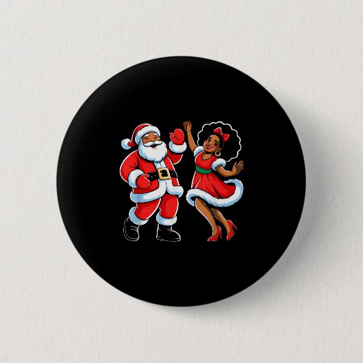 African American Santa Claus Dancing Funny Christm Button (Vorderseite)