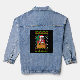 African American Santa Ugly Christmas Jeansjacke
