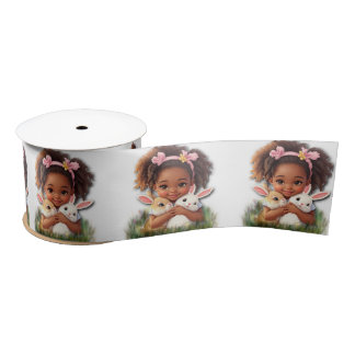 African-American Toddler With Easter Bunnies Satinband