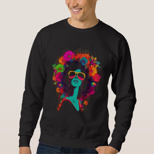 African American Woman Black Girl Flowers Graffiti Sweatshirt (Vorderseite)