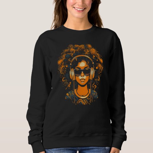African American Woman Black Girl Music Graffiti G Sweatshirt (Vorderseite)