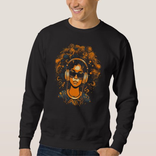 African American Woman Black Girl Music Graffiti G Sweatshirt (Vorderseite)