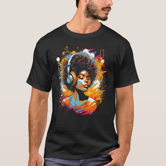 African American Woman Black Girl Music Graffiti G T-Shirt (Vorderseite)