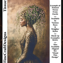 African American Woman, Floral DW7L Decoupag Seidenpapier