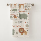 African Animal Parade Tribal Style ID1262 Badhandtuch Set (Insitu)