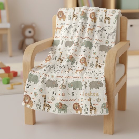 African Animal Parade Tribal Style ID1262 Fleecedecke