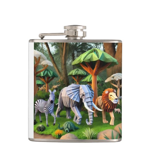 African animals in origame Flachmann (Vorderseite)