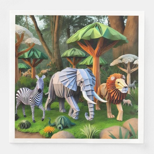  African animals in origame Serviette (Vorderseite)