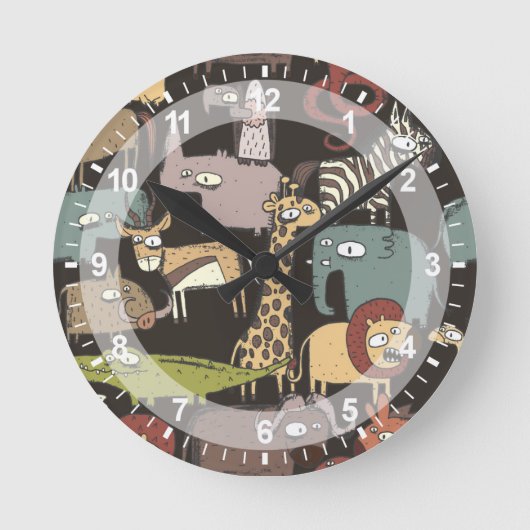 African Animals Pattern Runde Wanduhr (Vorderseite)