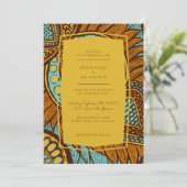 African Ankara Aquamarin Floral Wedding Einladung (Stehend Vorderseite)