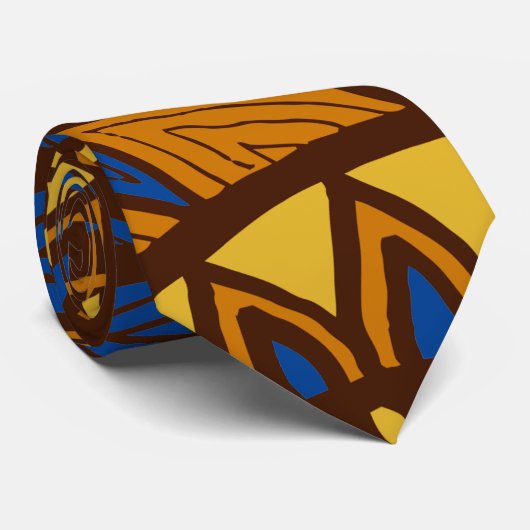 African Ankara Blue Floral Trauzeuge Krawatte (Gerollt)
