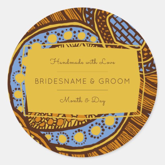 African Ankara Blue Global Floral Gift Label Runder Aufkleber (Vorderseite)