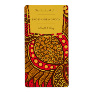 African Ankara Blue Gold Floral Fevor Label