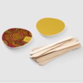 African Ankara Blue Gold Floral Hand Fans Fächer (Non-assembled)