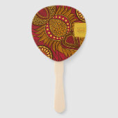 African Ankara Blue Gold Floral Hand Fans Fächer (Vorderseite)