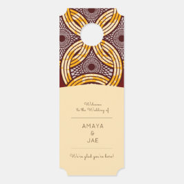 African Ankara Blue Gold Floral Hotel Door Hanger Türanhänger