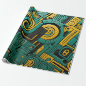 African Ankara Emerald Matrix Geschenkpapier (Ungerollt)