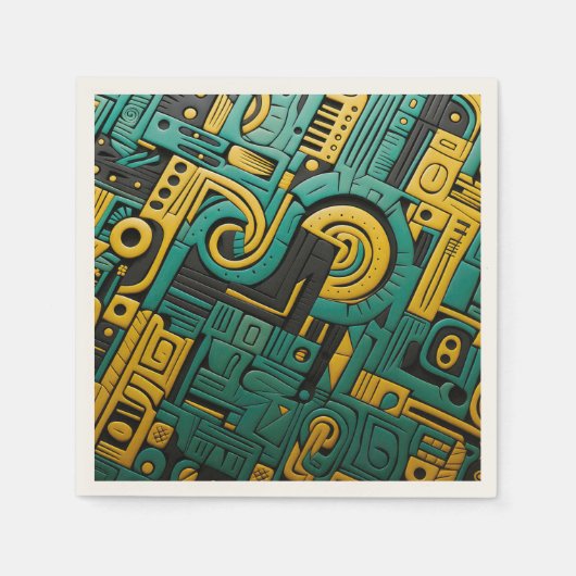 African Ankara Emerald Matrix Serviette (Vorderseite)