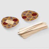 African Ankara Kitenge Gold Floral Hand Fans Fächer (Non-assembled)