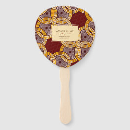 African Ankara Kitenge Gold Floral Hand Fans Fächer