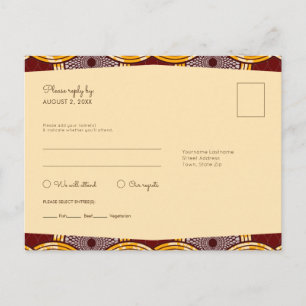 African Ankara Kitenge Gold UAWG Meal Postcard Einladungspostkarte