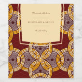 African Ankara Kitenge Gold Wine Label Weinetikett (Einzelnes Label)