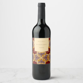 African Ankara Kitenge Gold Wine Label Weinetikett