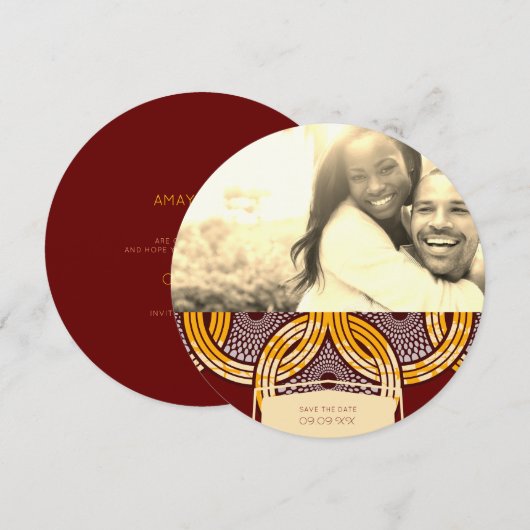 African Ankara Kitenge Save the Date (Vorne/Hinten)