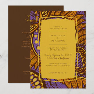 African Ankara Lila Floral Wedding Einladung