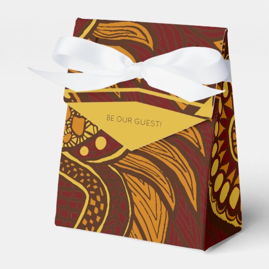 African Ankara Maroon Brown Gold Floral Geschenkschachtel (Vorderseite)