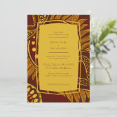 African Ankara Maroon Floral Wedding Einladung (Stehend Vorderseite)