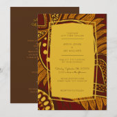 African Ankara Maroon Floral Wedding Einladung (Vorne/Hinten)