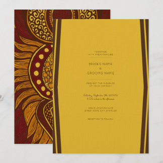 African Ankara Maroon Gold Floral Wedite Einladung