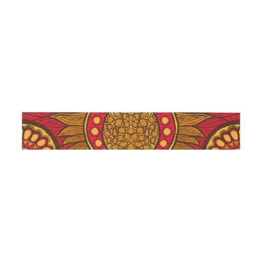 African Ankara Red Floral Bly Band (Flach)