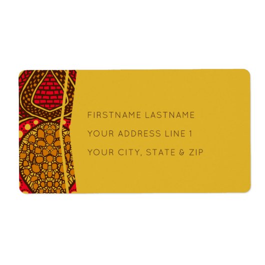 African Ankara Red Floral Global Address Labels (Vorne)