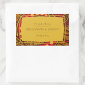 African Ankara Red Global Floral Gift Label Rechteckiger Aufkleber (Tasche)