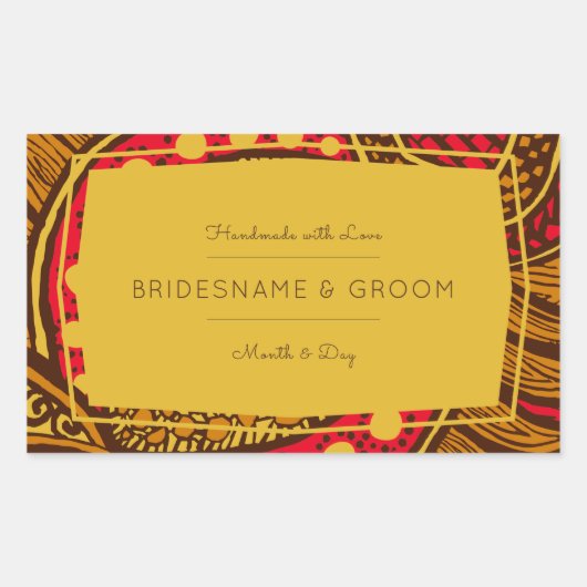 African Ankara Red Global Floral Gift Label Rechteckiger Aufkleber (Vorderseite)