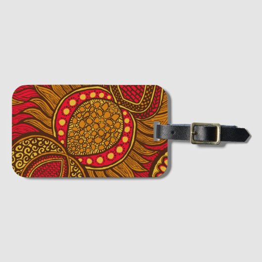 African Ankara Red Global Floral Luggage Gepäckanhänger (Vorderseite (Horizontal))