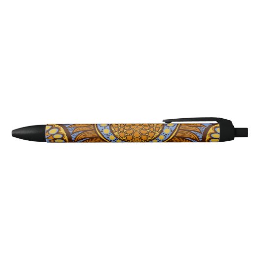 African Ankara Sky Blue Floral Pen Kugelschreiber (Oberseite)