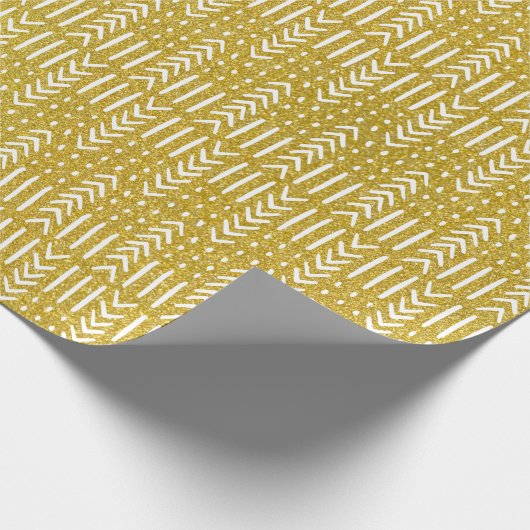 African Arrow Mud Cloud Design Gold Glitzer Geschenkpapier (Ecke)