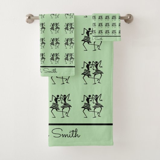 African Art, Celebration Silhouette Dancers Badhandtuch Set (Insitu)