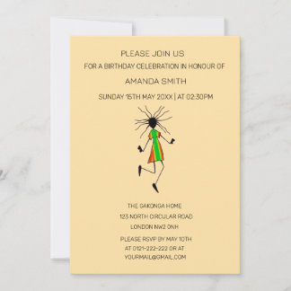 African Art Modern abstrakt Dancer Birthday Einladung