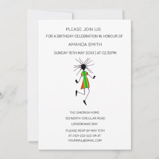 African Art Modern abstrakt Dancer Birthday Einladung